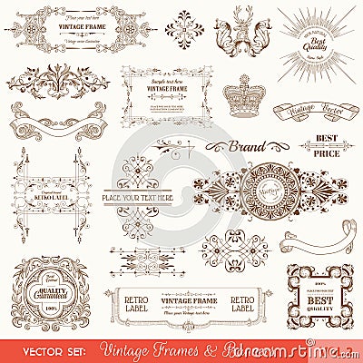 Vintage Frames and Banners Vector Illustration