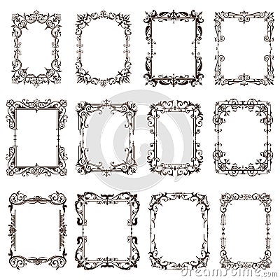 Vintage frames and corners with ornaments Vector Illustration
