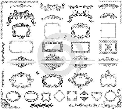 Vintage frames and headers Vector Illustration