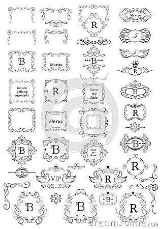 Vintage frames, page rulers and angles collection for boutique, restaurant, cafe, hotel, jewelry and fashion Vector Illustration