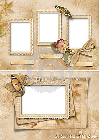 Vintage frames set. Family album Stock Photo