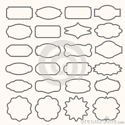 Vintage frames vector clipart bundle. Old frame shapes, decorative label and retro shape vector set Vector Illustration