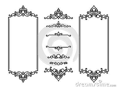 Vintage frames and vignettes on white Vector Illustration