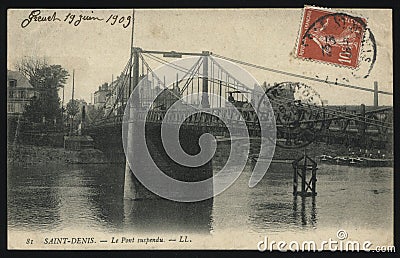Vintage France postcard Saint-Denis Editorial Stock Photo