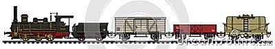 Vintage freight steam train Vector Illustration