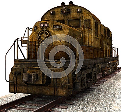 Vintage Freight Train Illustration Isolated Stock Photo