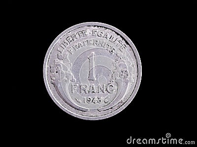 Vintage French Franc coin Stock Photo