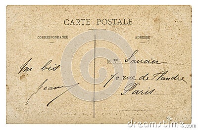 Vintage french postcard Paris paper background Stock Photo