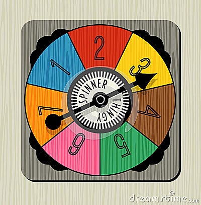 Vintage game spinner with numbers and arrow Vector Illustration