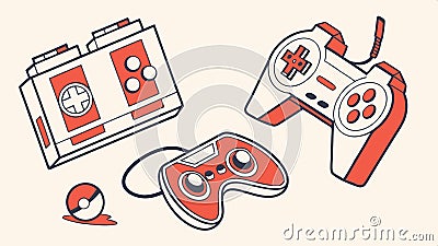 Vintage gamepad collection, retro game controllers set vector design Generative AI Vector Illustration
