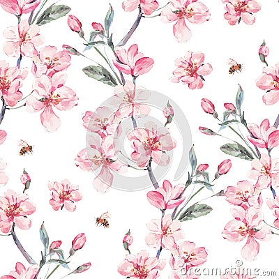 Vintage garden vector spring seamless background Vector Illustration