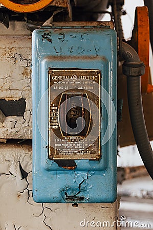 Vintage General Electric Switch - Abandoned Indiana Army Ammunition Depot - Indiana Editorial Stock Photo
