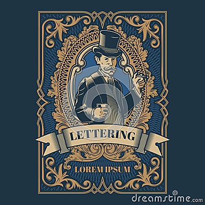 Vintage gentleman emblem, signage Vector Illustration