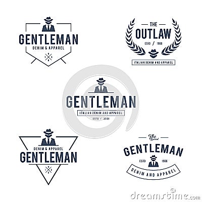 Vintage Gentleman suit badge and label in white background Vector Illustration