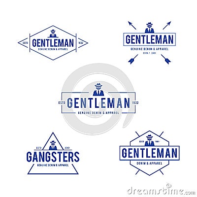 Vintage Gentleman suit badge and label in white background Vector Illustration