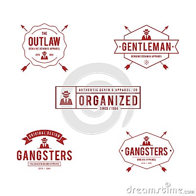 Vintage Gentleman suit badge and label in white background Vector Illustration