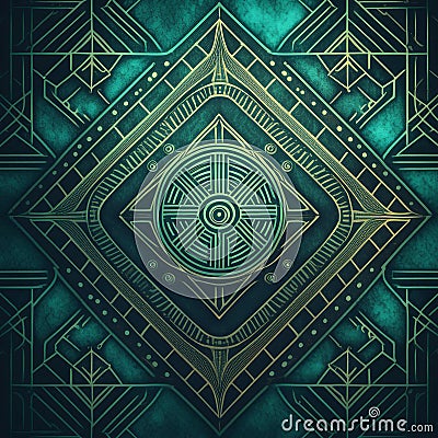 vintage geometric pattern with grunge background Cartoon Illustration