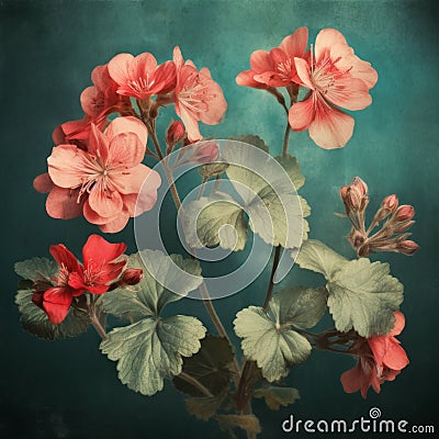 Vintage Geraniums In A Dreamy Pseudo-infrared Style Stock Photo Stock Photo