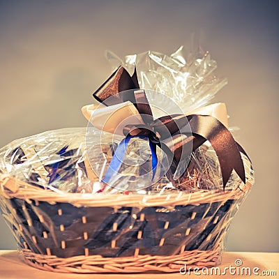Vintage gift basket Stock Photo
