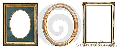 Vintage gilded frames with an ornament isolated on white. Retro style Stock Photo