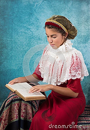 Vintage girl with hair snood Stock Photo