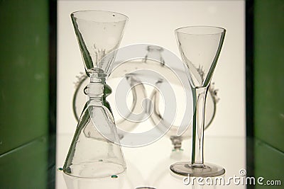 Vintage glass cups old glasswork from Stockholm, Sweden Stock Photo