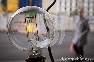 Vintage glass filament edison bulb Stock Photo