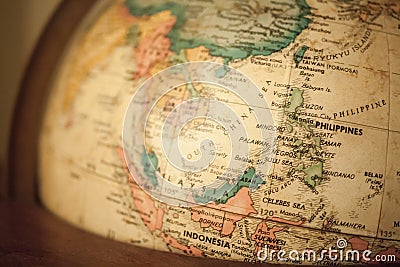 Map of the world specifically focus on the Philippines and South China Sea area Stock Photo