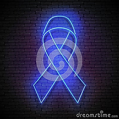 Vintage Glow Signboard with Blue Ribbon Vector Illustration