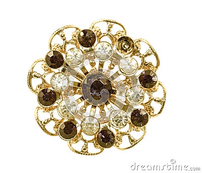 Vintage Gold Broach with Full clipping pa Stock Photo