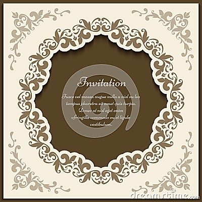 Vintage ornate frame, cutout card template Vector Illustration