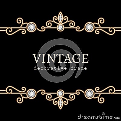 Vintage gold jewelry frame Vector Illustration