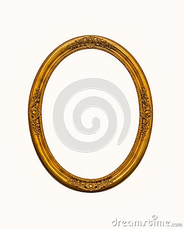 Vintage gold oval frames or photo frame elegant isolated on white background Stock Photo