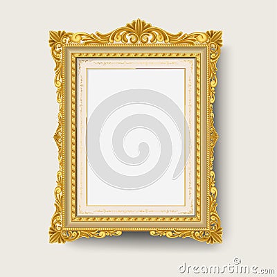 Vintage gold picture frame Vector Illustration