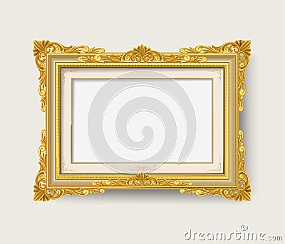 Vintage gold picture frame Vector Illustration