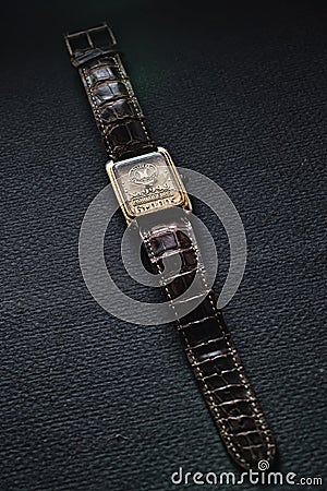 Vintage Gold Wrist watch Classic men's watch Studioshot Editorial Stock Photo