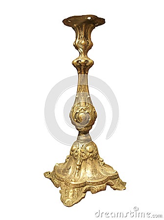 Vintage golden church utensil isolated over white Stock Photo