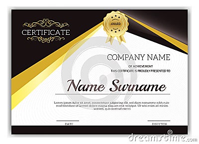 Vintage golden classic certificate ,Certificate of achievement t Vector Illustration