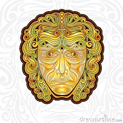 Vintage golden mask or face label or brand Vector Illustration