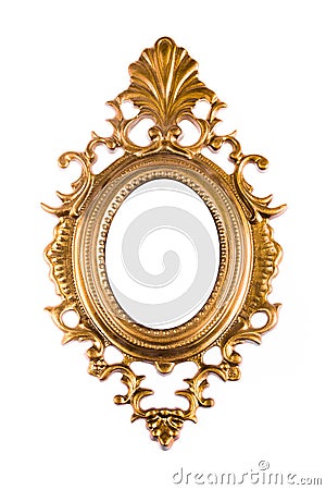 Vintage golden oval picture frame. Stock Photo