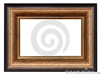 Vintage golden square frame with dark edging on a white background Stock Photo