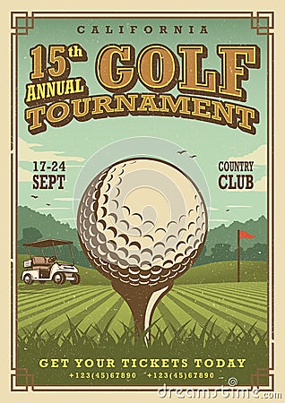 Vintage golf poster Vector Illustration