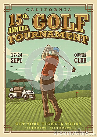 Vintage golf poster Vector Illustration