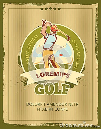 Vintage golf tournament vector poster Vector Illustration