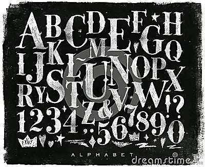 Vintage gothic alphabet chalk Vector Illustration