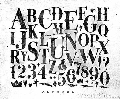 Vintage gothic alphabet Vector Illustration