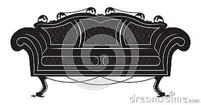 Vintage Gothic style sofa furniture Vector Illustration