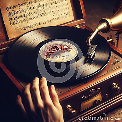 vintage romantic Musi player classic look love special Stock Photo