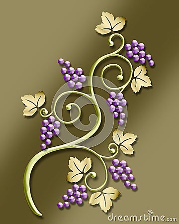 vintage grape vine motif Cartoon Illustration