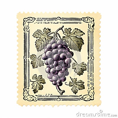 Vintage Grapes Vintage Stamp A Nostalgic Tribute To Milton Glaser And Kerem Beyit Stock Photo